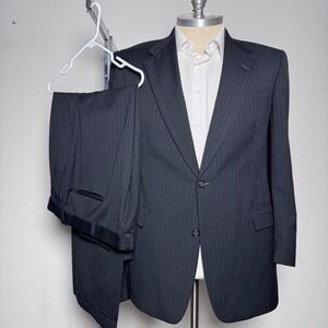Hart Schaffner Marx Dillard's Mens Wool Pinstripe Suit 43L 38W